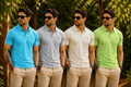 Premium Men's Polo T-Shirt Combo (Pack of 4) – Turquoise Blue, Grey, Camel & Light Green