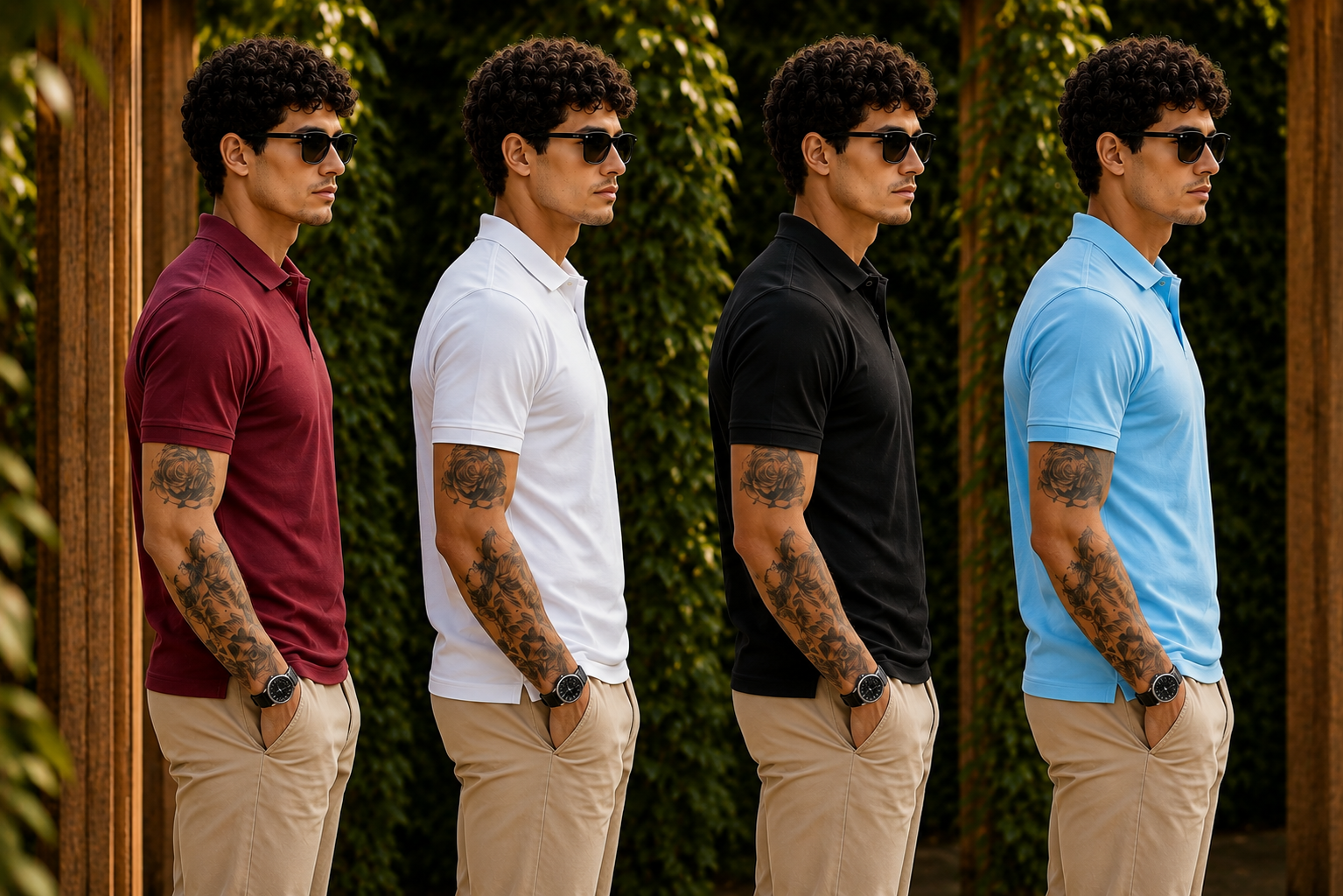 Men's Solid Polo Neck Half Sleeve T-Shirt (Pack of 4) - Maroon, White, Black & Sky Blue
