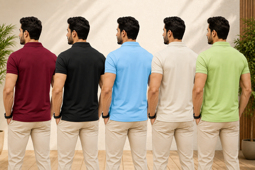 Men's Premium Cotton Blend Solid Collar Neck Polo T-Shirt | Slim Fit Half Sleeve Casual T-Shirts