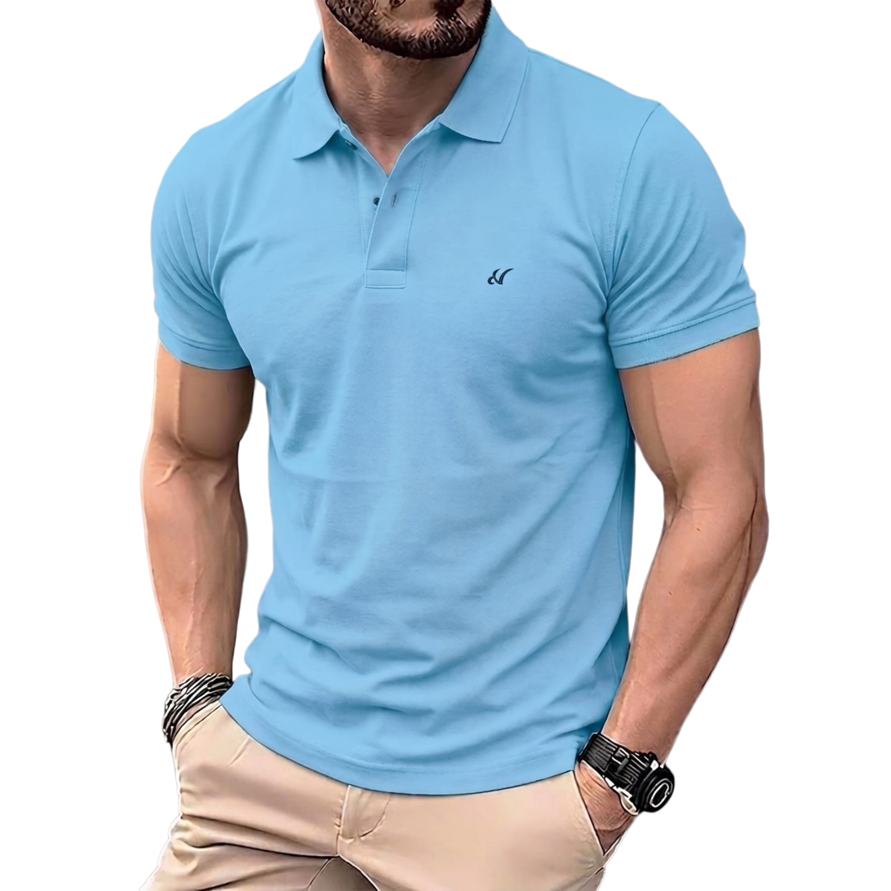 Classic Sky Blue Polo Neck T-Shirt for Men - Comfortable & Trendy Casual Fit
