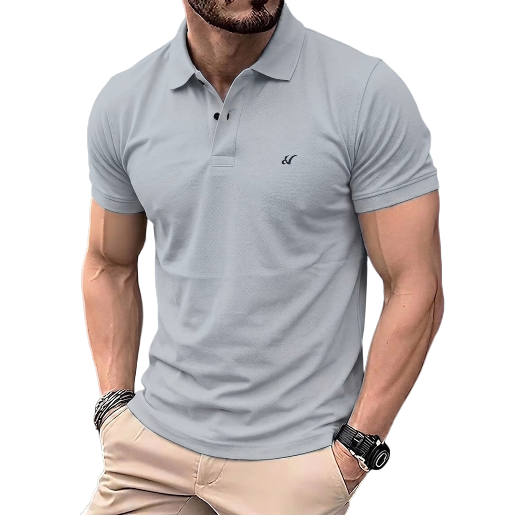 Classic Grey Polo Neck T-Shirt for Men - Comfortable & Trendy Casual Fit