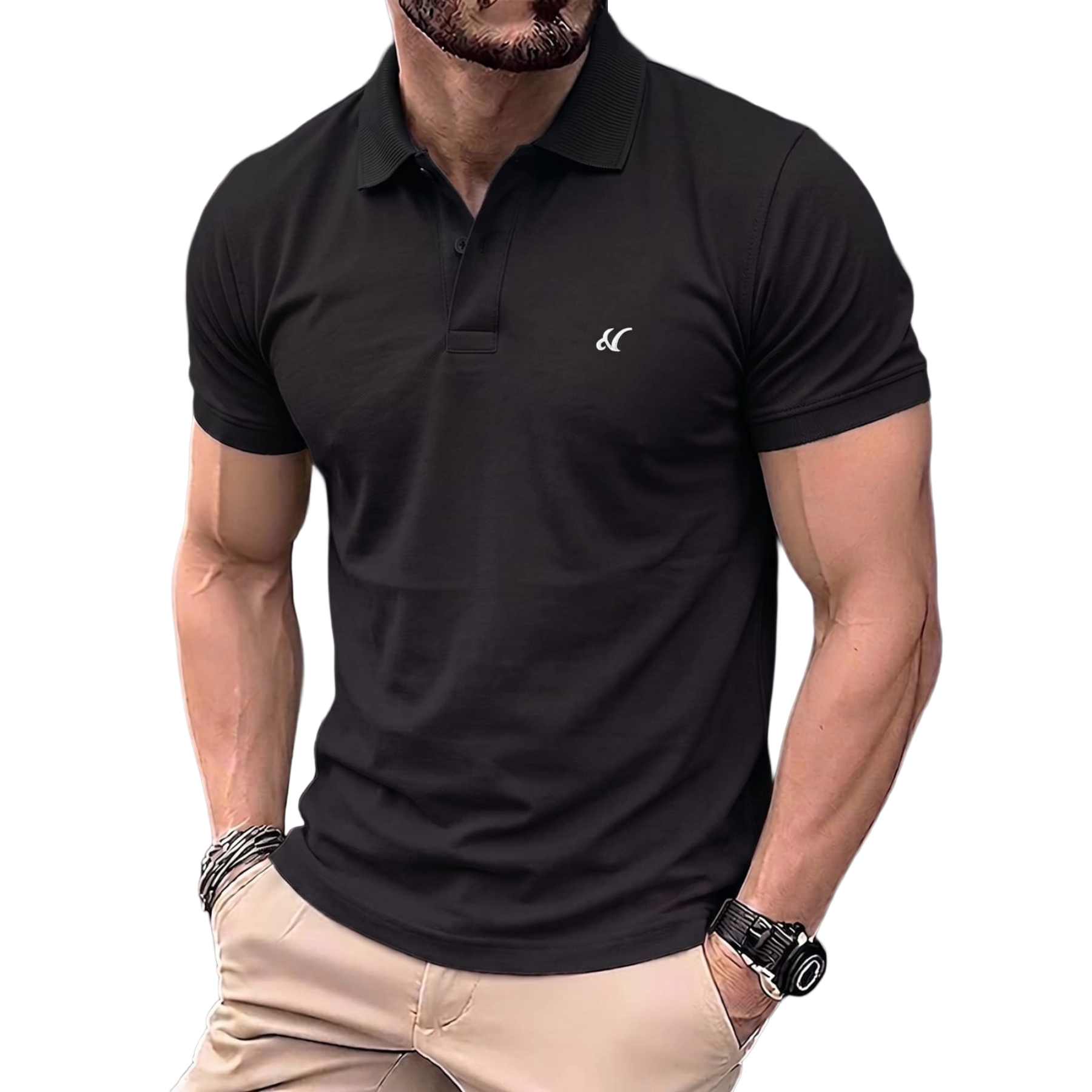 Classic Black Polo Neck T-Shirt for Men - Comfortable & Trendy Casual Fit