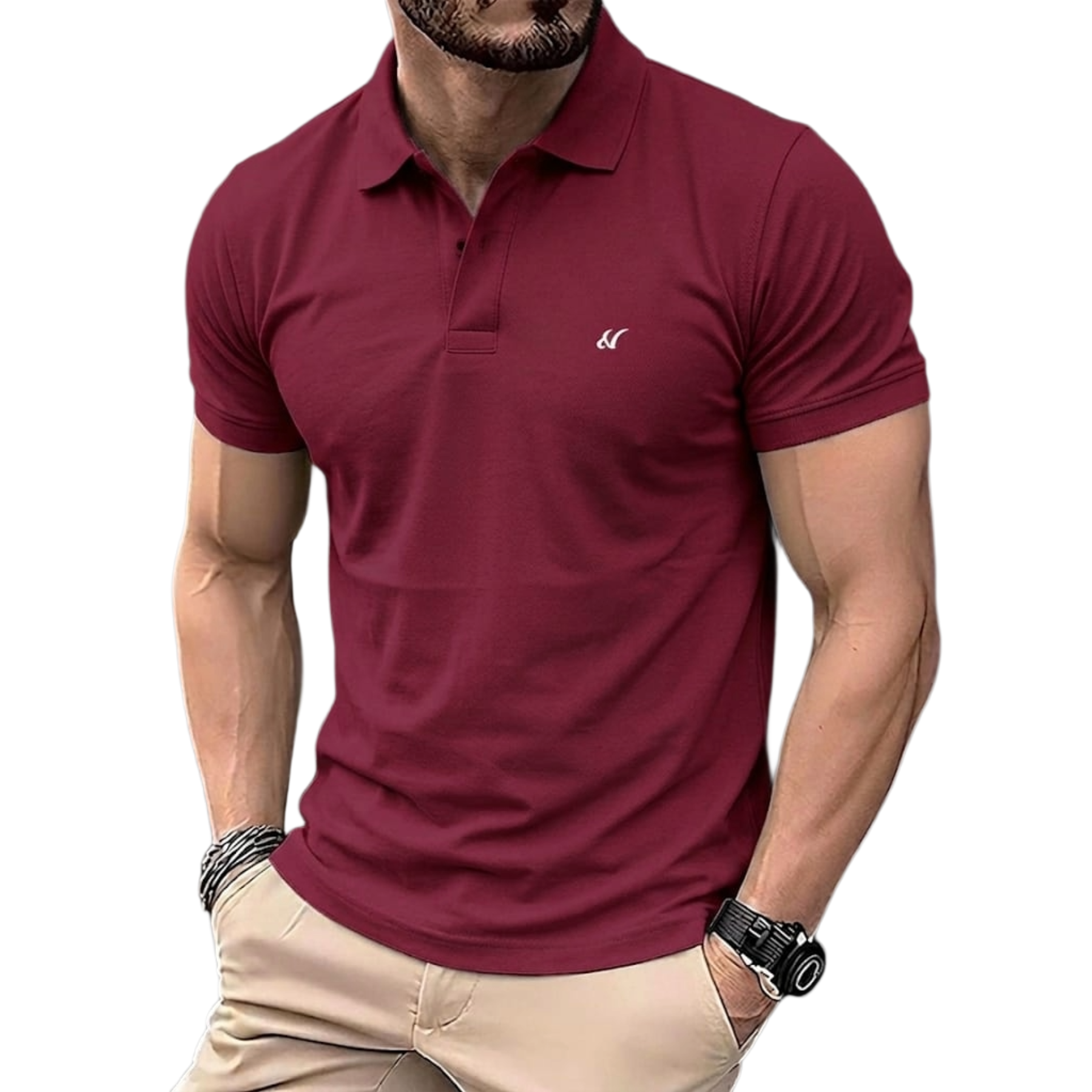 Classic Maroon Polo Neck T-Shirt for Men - Comfortable & Trendy Casual Fit