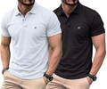 Pack of 2 Premium Solid Polo Neck T-Shirts for Men - Comfortable Daily Essential Wear