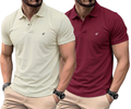 Pack of 2 Premium Solid Polo Neck T-Shirts for Men - Comfortable Daily Essential Wear
