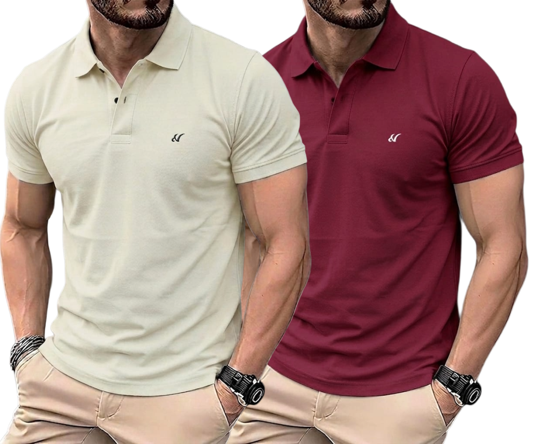Pack of 2 Premium Solid Polo Neck T-Shirts for Men - Comfortable Daily Essential Wear