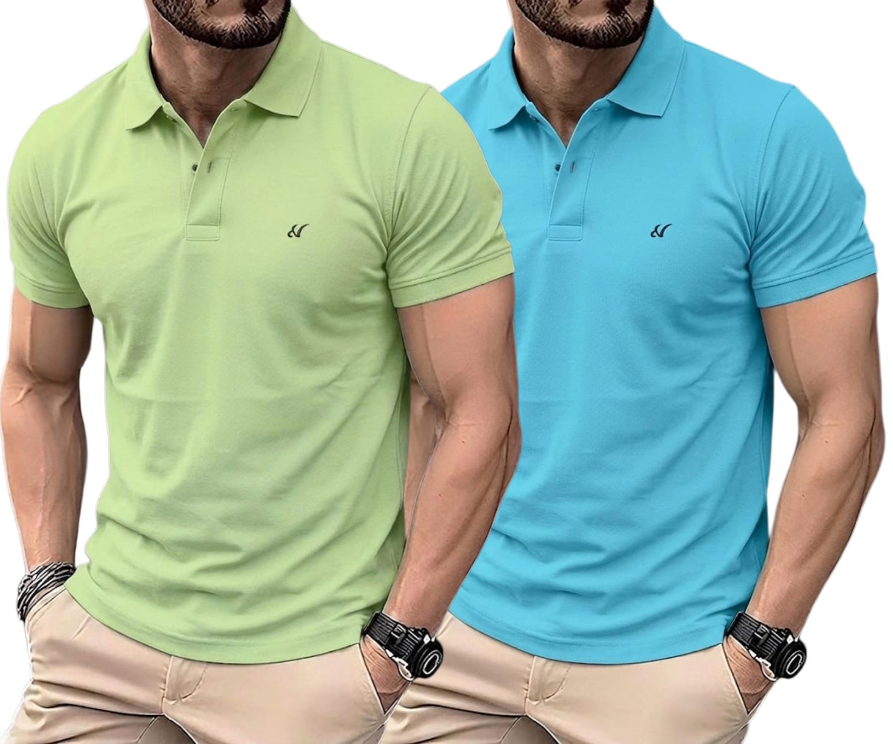 Pack of 2 Premium Solid Polo Neck T-Shirts for Men - Comfortable Summer Daily Wear