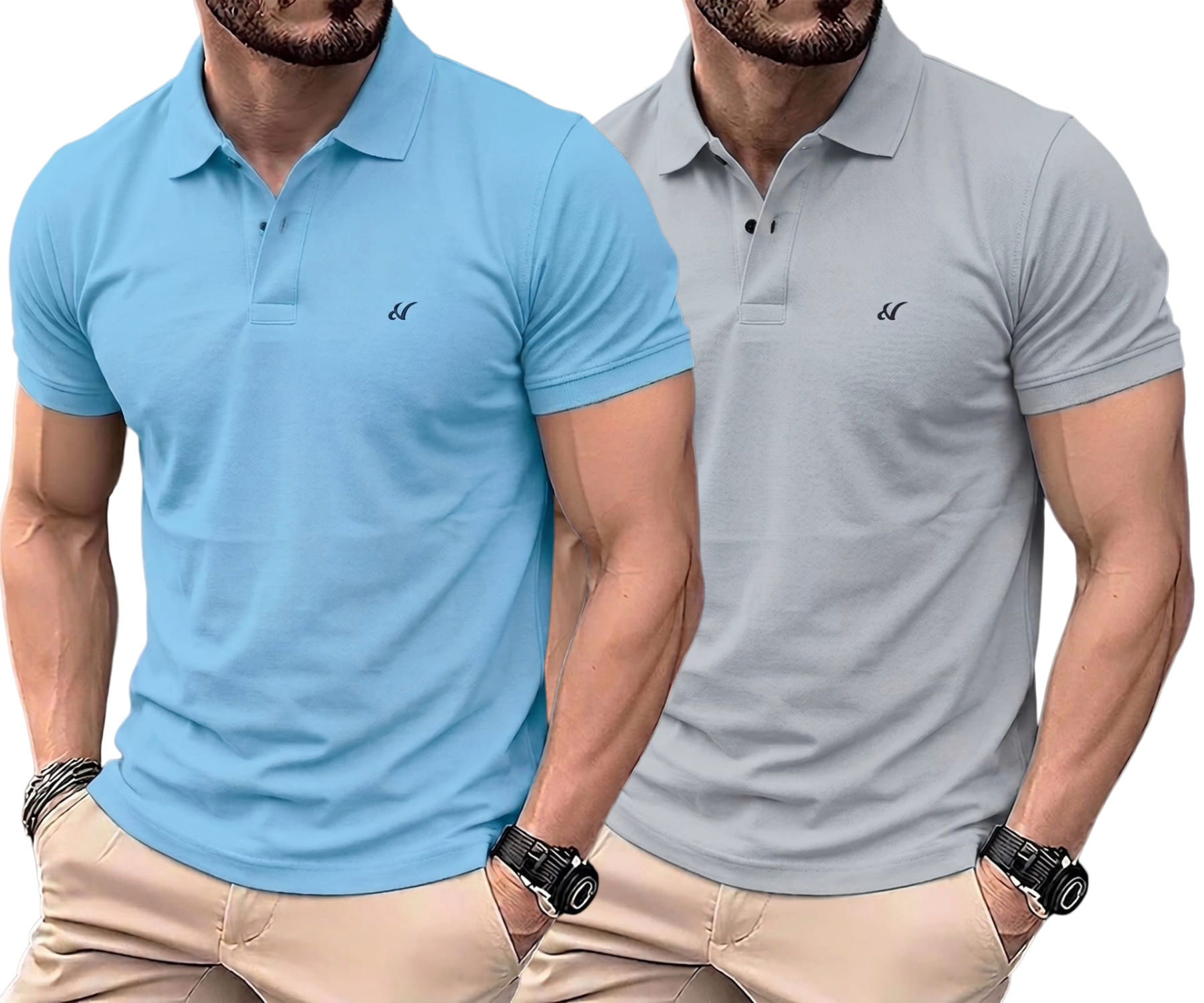 Pack of 2 Premium Solid Polo Neck T-Shirts for Men - Comfortable Daily Essential Wear