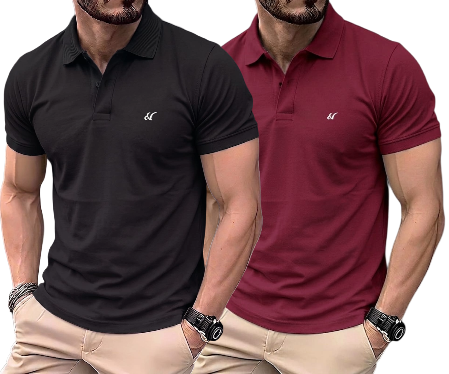Pack of 2 Premium Solid Polo Neck T-Shirts for Men - Comfortable Daily Wear