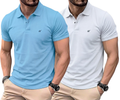 Pack of 2 Premium Solid Polo Neck T-Shirts for Men - Comfortable Summer Daily Wear