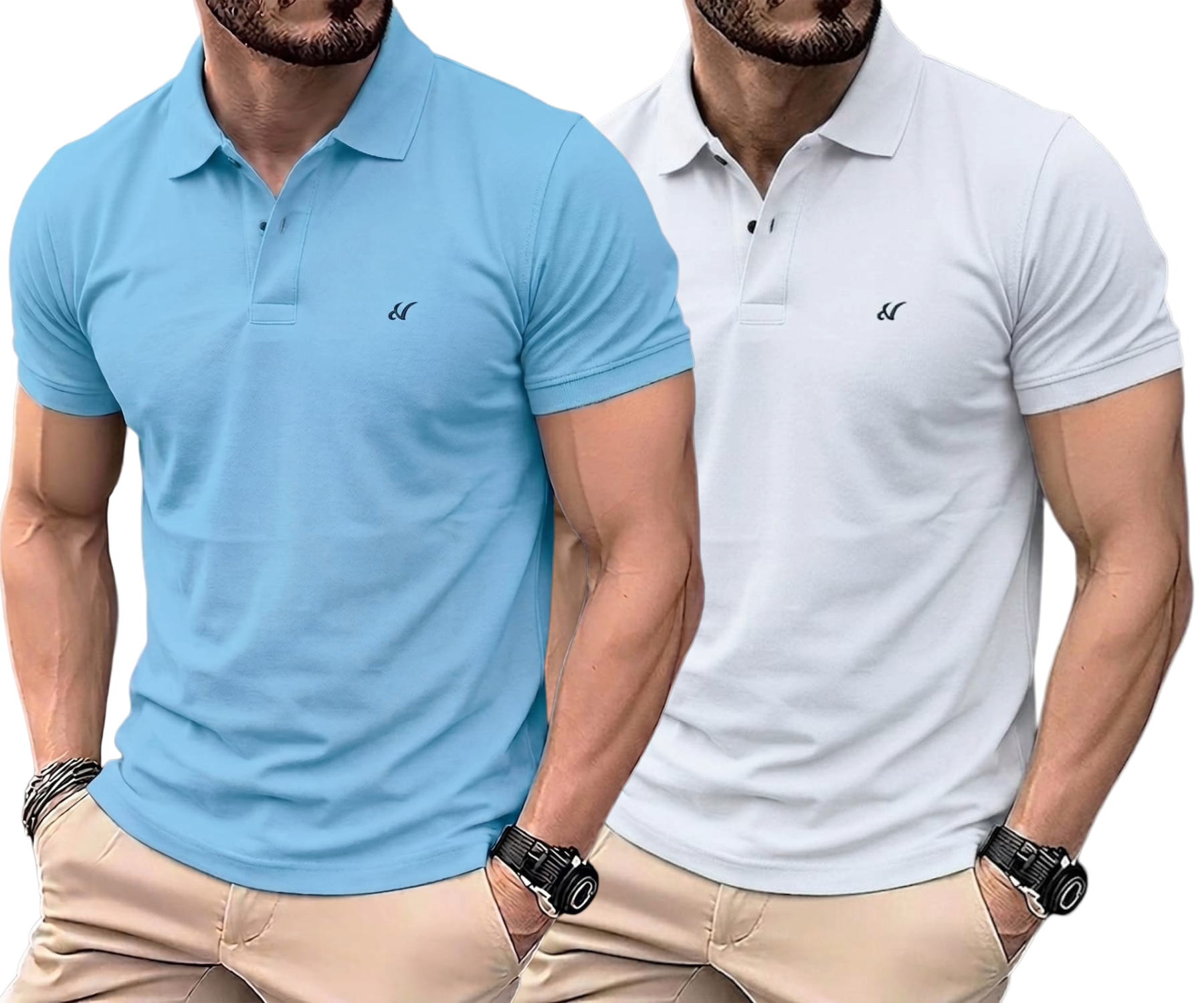 Pack of 2 Premium Solid Polo Neck T-Shirts for Men - Comfortable Summer Daily Wear