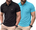 Pack of 2 Premium Solid Polo Neck T-Shirts for Men - Comfortable Summer Daily Wear