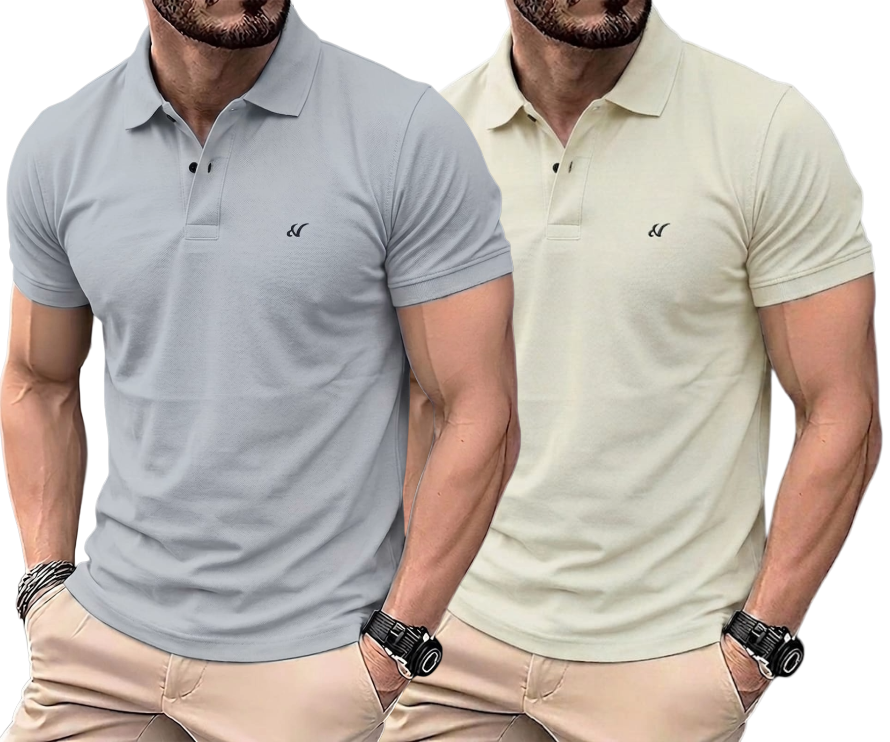 Pack of 2 Premium Solid Polo Neck T-Shirts for Men - Comfortable Summer Daily Wear