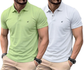 Pack of 2 Premium Solid Polo Neck T-Shirts for Men - Comfortable Summer Wear